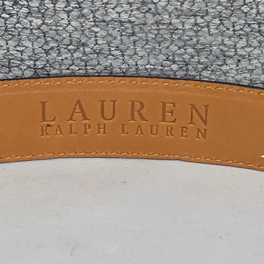 LAUREN RALPH LAUREN CROCO‑EMBOSSED LEATHER BELT – BLACK – SIZE MEDIUM